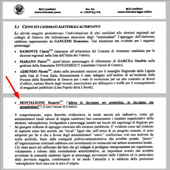 Dagli Atti del ROS di Genova