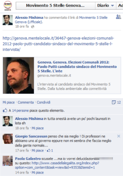 Anche se gli si chiede non rispondono, è il M5S genovese