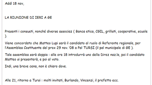 e-mail con lista presenza a riunione e votazione (ed altre info)