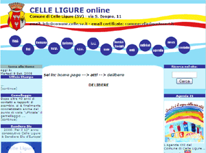 La pagina delle "delibere" del sito del Comune di Celle Ligure