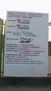 Il cartello del cantiere