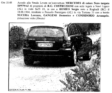 Estratto fotogramma e descrizione rapporto ROS