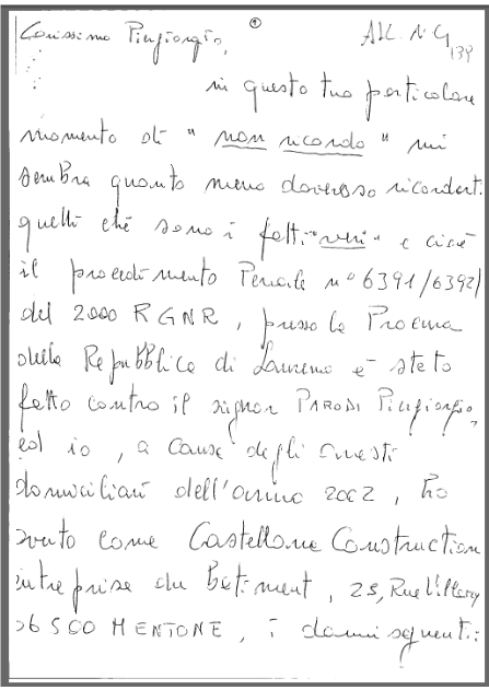 le carte sequestrate a casa del CASTELLANA
