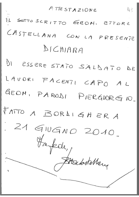 le carte sequestrate a casa di CASTELLANA
