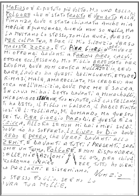 LA LETTERA DEL ROLDI AL PARODI