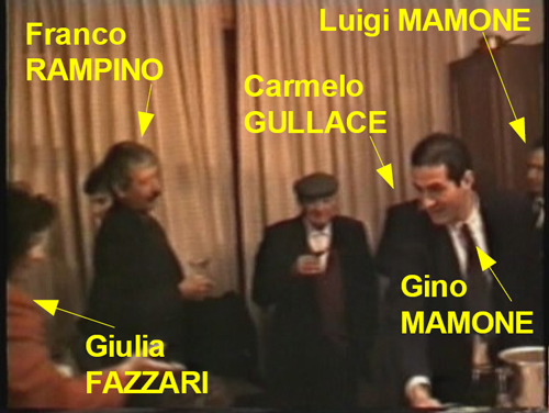 La sequenza del brindisi di Gino Mamone con Franco Rampino, accanto a nonno, Carmelo Gullace e Luigi Mamone