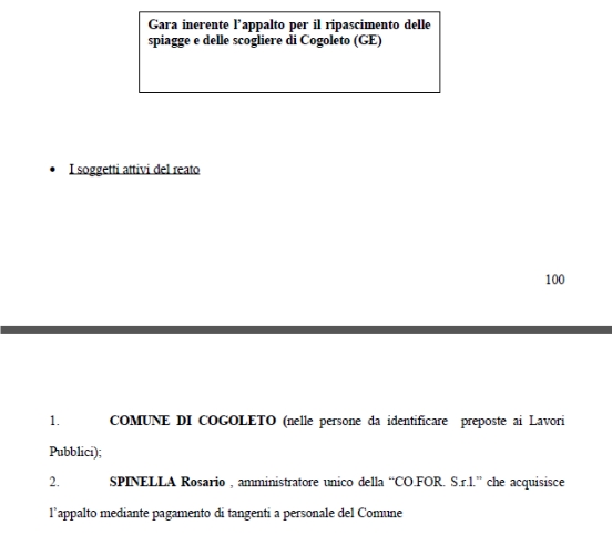 La CO.FOR, nell'informativa del NOE, pagava tangenti per gli appalti a Cogoleto