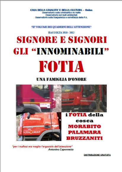 Gli "innominabili" FOTIA - 2° volume dei "Quaderni dell'Attenzione"