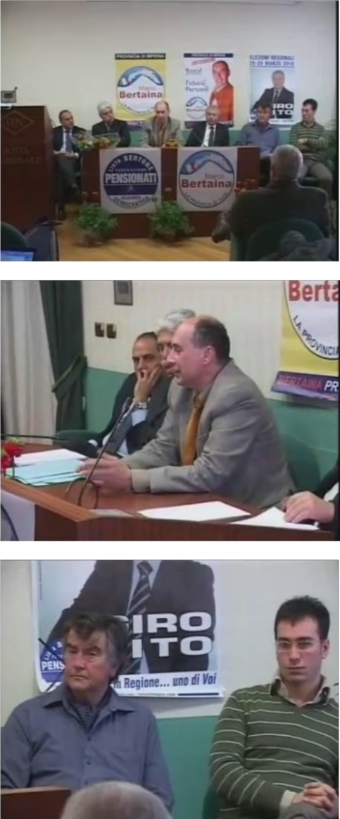 dalla presentazione LISTA BERTAINA - fotogrammi con BERTAINA, MOIO e CASTELLANA ed il simbolo 