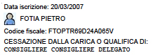 FOTIA Pietro cessazione cariche in SCAVO-TER