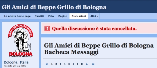 i testi della mailing-list del M5S di Bologna "cancellati" dal Mettup di Bologna