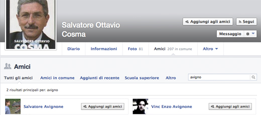COSMA CONTATTI FB CON GLI AVIGNONE