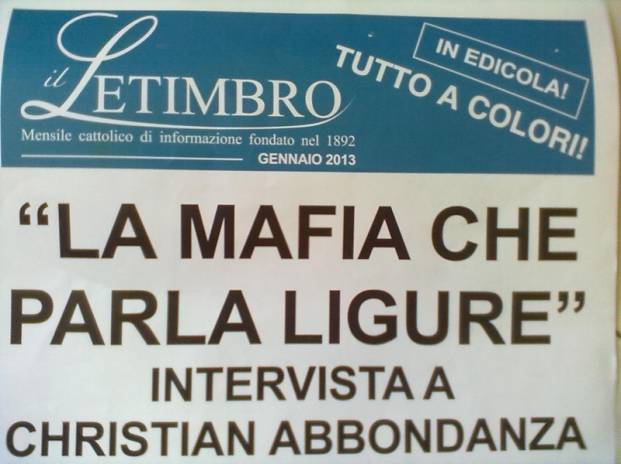 Il Letimbro - gennaio 2013 - apertura sulla mafia in Liguria