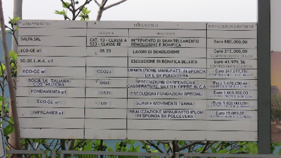 CARTELLO SUBAPPALTI CORNIGLIANO