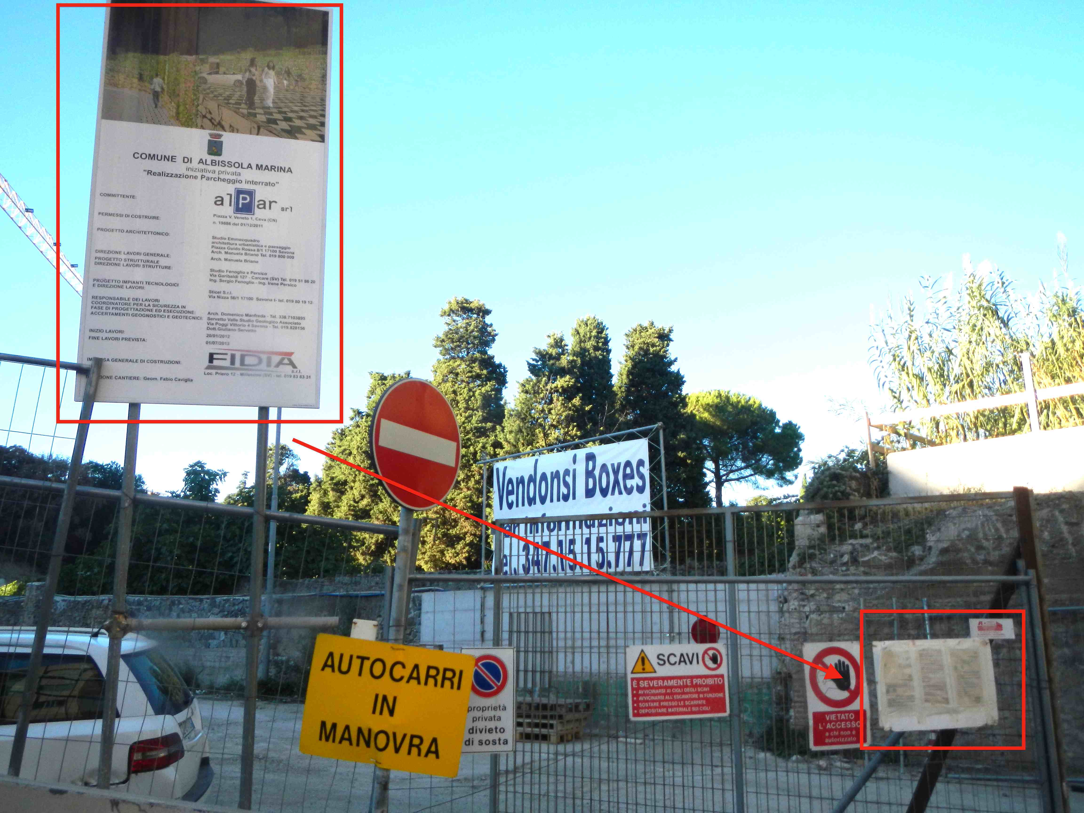 Fidia cantiere Albissola Marina, boxes con i FOTIA in subappalto 