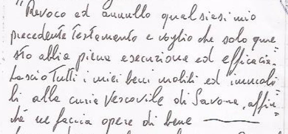 estratto TESTAMENTO del 26 luglio 1983