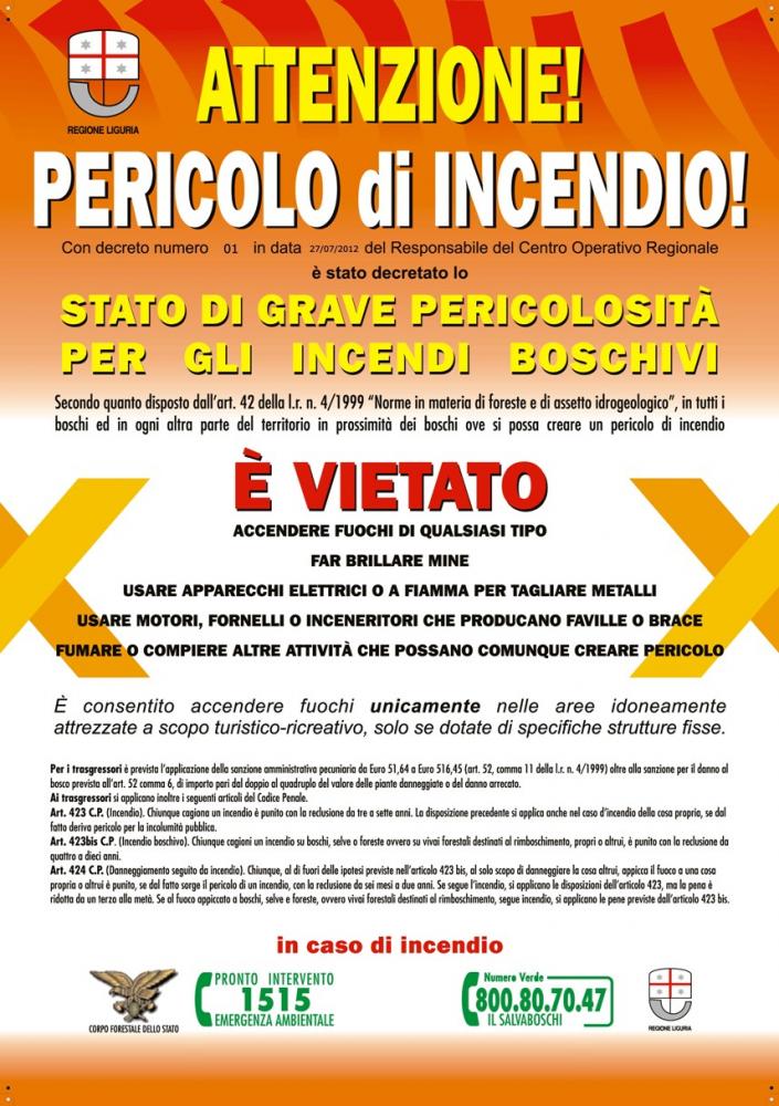 Incedi Manifesto Grave Pericolosita