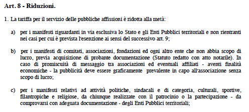 Estratto Regolamento affissioni Comune di Genova