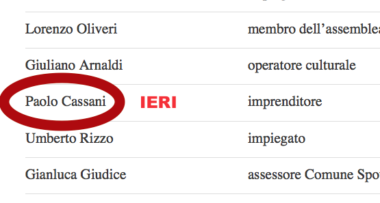 Schermata paita ieri