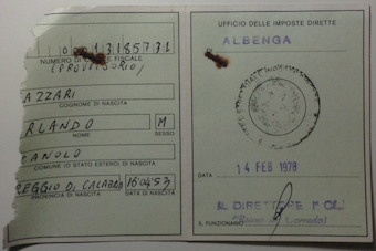 cartellino codice fiscale COSEF